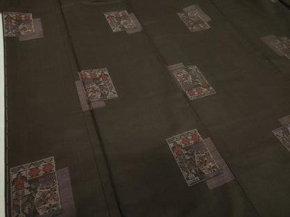 平和屋着物●本場大島紬 地空 色紙器物花文 やまと誂製 正絹 逸品 DAAQ3330ps