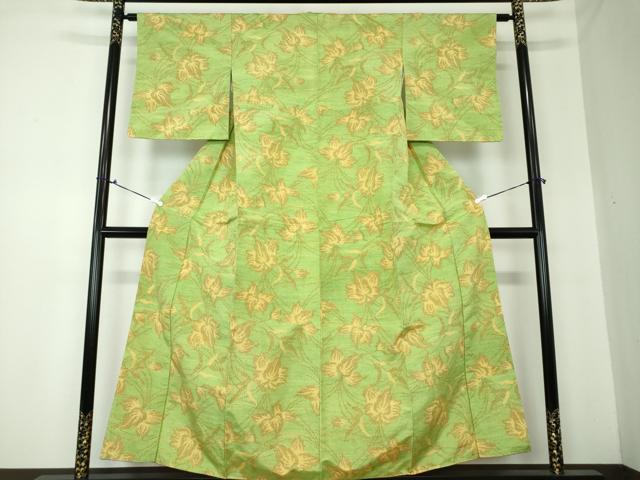 平和屋着物●上質な紬　草花文　正絹　逸品　DAAQ3353ps