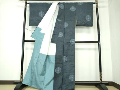 平和屋着物●上質な紬 七宝花文 正絹 逸品 DAAQ3355ps