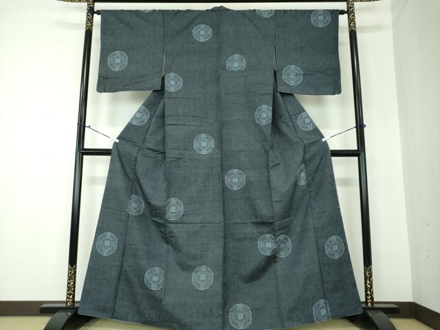 平和屋着物●上質な紬 七宝花文 正絹 逸品 DAAQ3355ps