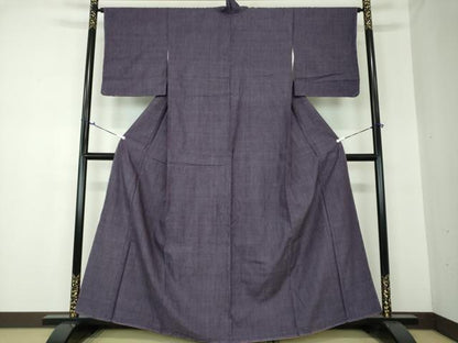 平和屋着物●結城紬 色無地 濃鼠色 正絹 逸品 未使用 DAAQ3359ps