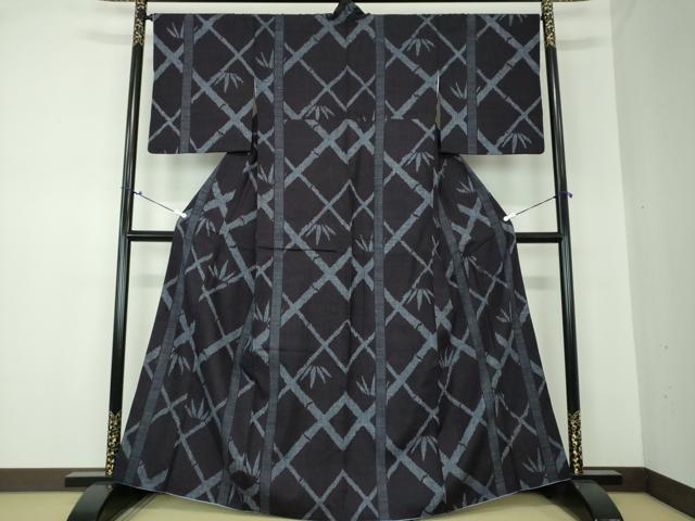 平和屋着物●結城紬 100亀甲 笹竹文 正絹 逸品 DAAQ3374ps