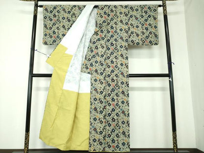 平和屋着物●上質な小紋　型染　花菱文　正絹　逸品　DAAQ3377ps