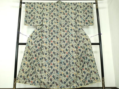 平和屋着物●上質な小紋　型染　花菱文　正絹　逸品　DAAQ3377ps