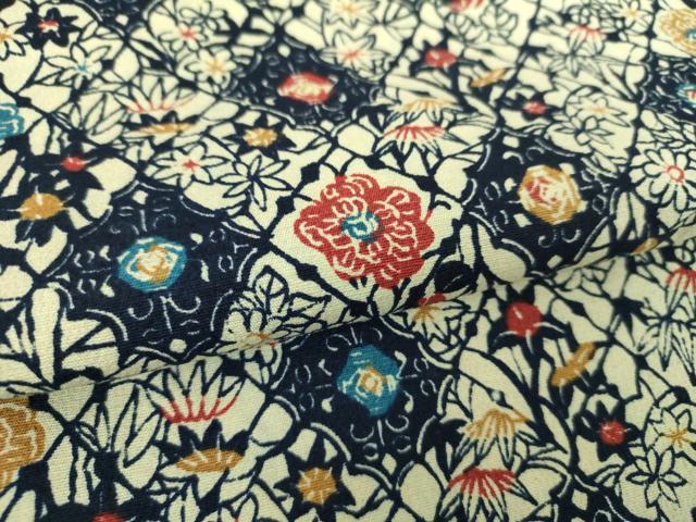 平和屋着物●上質な小紋　型染　花菱文　正絹　逸品　DAAQ3377ps
