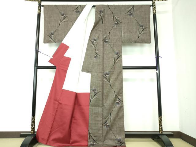 平和屋着物●本場大島紬　7マルキ　草花文　正絹　逸品　DAAQ3400ps