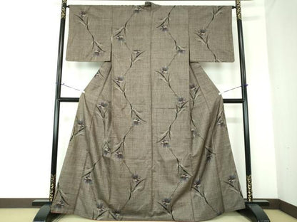 平和屋着物●本場大島紬　7マルキ　草花文　正絹　逸品　DAAQ3400ps