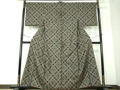平和屋着物●本場大島紬　龍郷絣　本場大島紬　花菱文　正絹　逸品　DAAQ3404ps