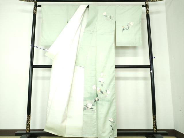 平和屋着物●本加賀友禅作家　成竹登茂男　白山紬　訪問着　枝花文　正絹　逸品　DAAQ3419ps