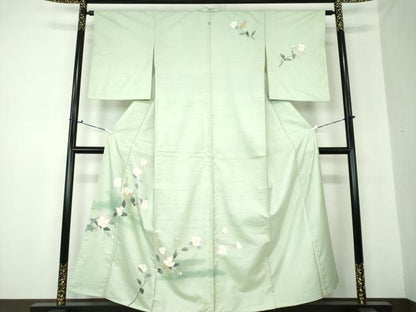 平和屋着物●本加賀友禅作家　成竹登茂男　白山紬　訪問着　枝花文　正絹　逸品　DAAQ3419ps