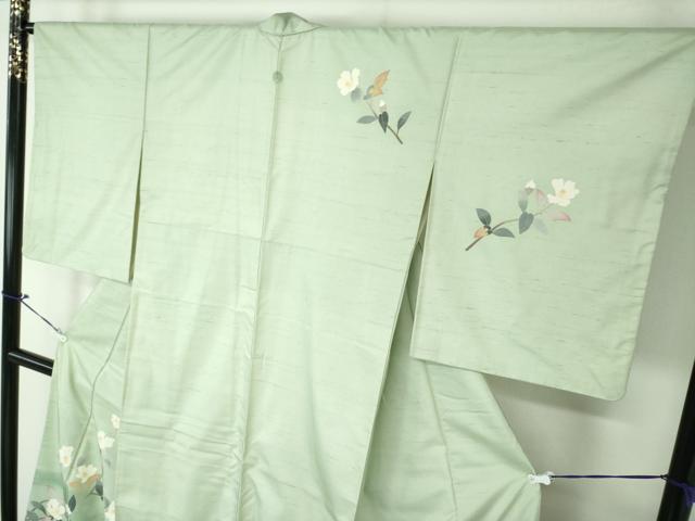 平和屋着物●本加賀友禅作家　成竹登茂男　白山紬　訪問着　枝花文　正絹　逸品　DAAQ3419ps