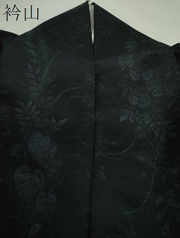 平和屋着物●上質な紬 草花文 黒地 正絹 逸品 DAAQ3423ps