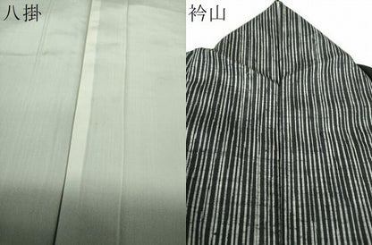 平和屋着物●訪問着　紬地　変わり縞　黒地　正絹　逸品　DAAQ3425ps