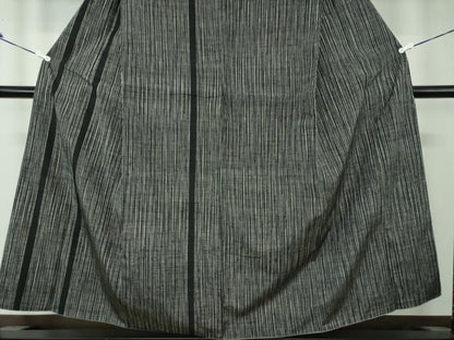 平和屋着物●訪問着　紬地　変わり縞　黒地　正絹　逸品　DAAQ3425ps