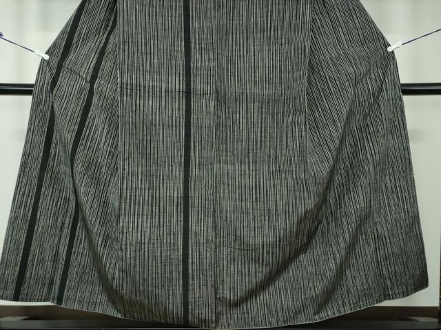 平和屋着物●訪問着　紬地　変わり縞　黒地　正絹　逸品　DAAQ3425ps