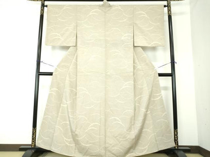 平和屋着物●本塩沢　110亀甲　雪芝文　やまと誂製　正絹　逸品　DAAQ3435ps
