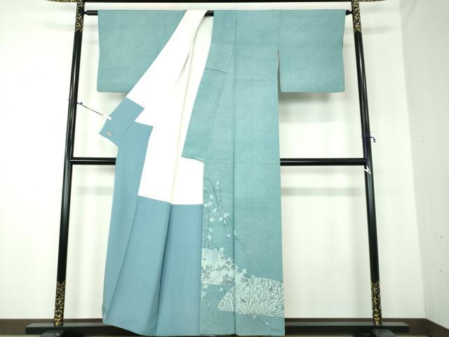 平和屋着物●人間国宝　小宮康孝　江戸小紋　訪問着　枝垂れ花鳥文　鮫小紋柄　三越扱い　正絹　逸品　DAAQ3449ps
