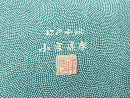 平和屋着物●人間国宝　小宮康孝　江戸小紋　訪問着　枝垂れ花鳥文　鮫小紋柄　三越扱い　正絹　逸品　DAAQ3449ps