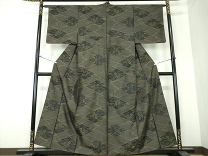 平和屋着物●本場大島紬 松皮菱花文 正絹 逸品 DAAQ3456ps