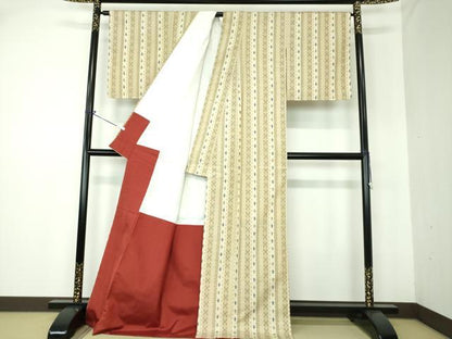 平和屋着物●上質な紬 矢絣間道 正絹 逸品 未使用 DAAQ3462ps