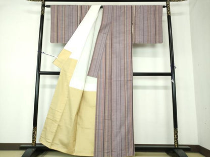 平和屋着物●上質な紬 変わり縞 正絹 逸品 未使用 DAAQ3465ps