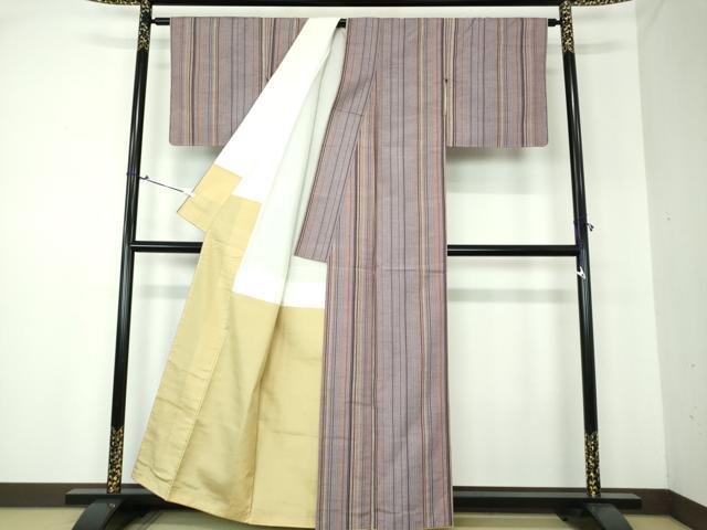 平和屋着物●上質な紬 変わり縞 正絹 逸品 未使用 DAAQ3465ps