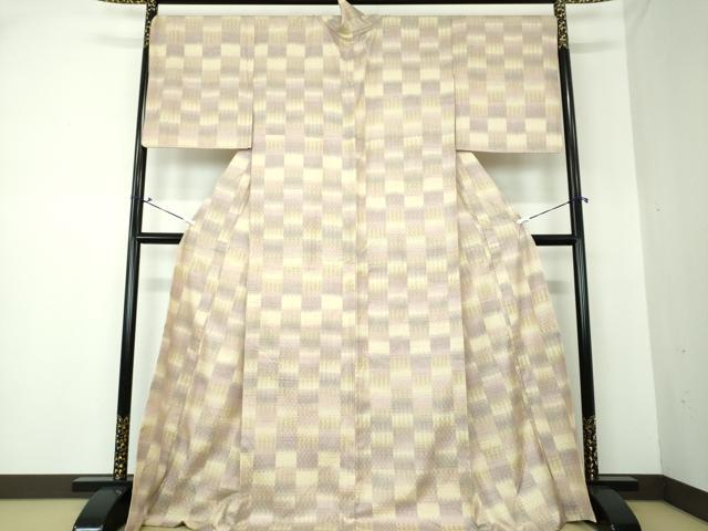 平和屋着物●上質な紬 背抜き仕立て 市松綾織 変わり市松 正絹 逸品 DAAQ3486ps