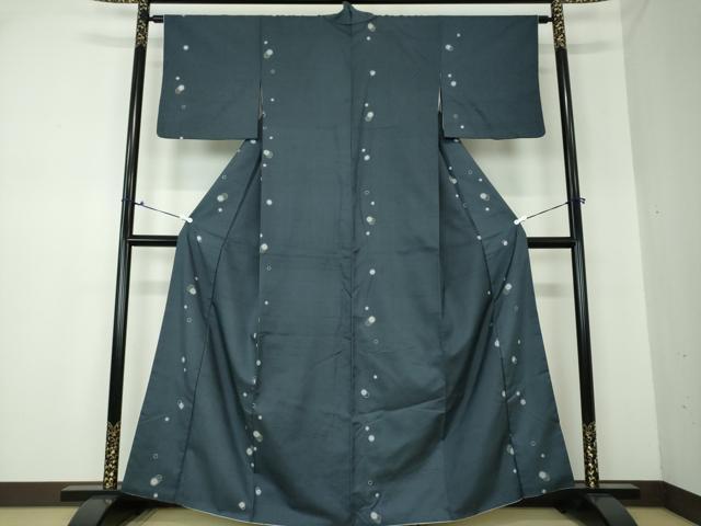 平和屋着物●上質な紬 刺し子 渦巻 丸 正絹 逸品 DAAQ3518ps