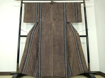 平和屋着物●上質な紬 絞り 刺し子 菱繋ぎ間道 正絹 逸品 DAAQ3519ps