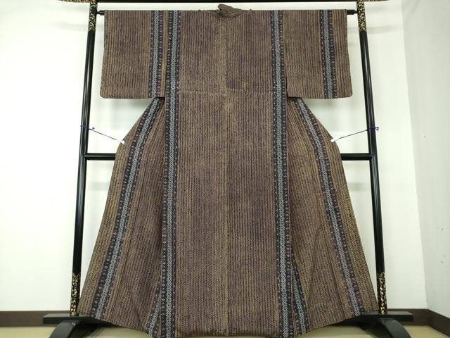 平和屋着物●上質な紬 絞り 刺し子 菱繋ぎ間道 正絹 逸品 DAAQ3519ps