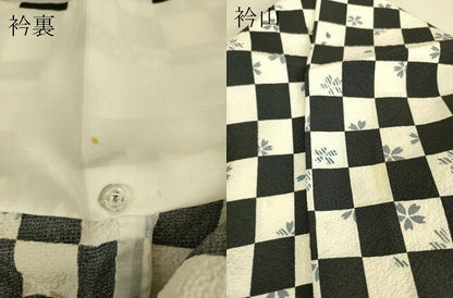 平和屋着物▽上質な小紋 単衣 市松舞桜 正絹 逸品 DAAQ3563az
