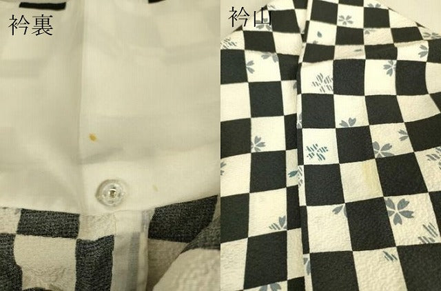 平和屋着物▽上質な小紋 単衣 市松舞桜 正絹 逸品 DAAQ3563az