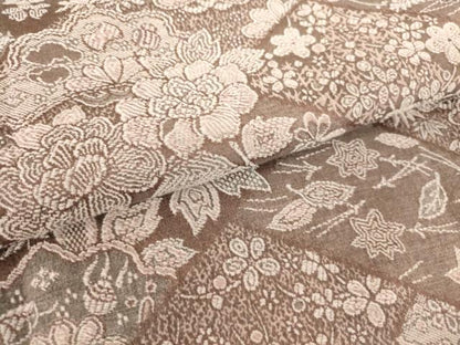 平和屋着物▽上質なお召 単衣 天目織 吉祥花尽くし 正絹 逸品 DAAQ3564az