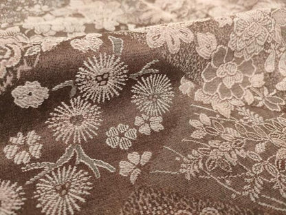 平和屋着物▽上質なお召 単衣 天目織 吉祥花尽くし 正絹 逸品 DAAQ3564az
