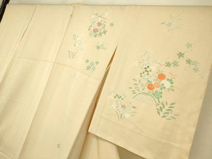 平和屋着物▽訪問着 単衣 籬花文 正絹 逸品 DAAQ3567az