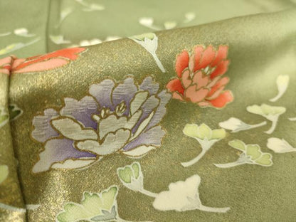 平和屋着物▽訪問着 単衣 舞花文 金彩 正絹 逸品 DAAQ3569az