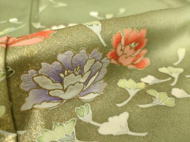 平和屋着物▽訪問着 単衣 舞花文 金彩 正絹 逸品 DAAQ3569az