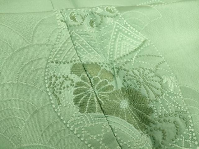 平和屋着物▽訪問着 単衣 総刺繍 陶器花文 青竹色 正絹 逸品 DAAQ3590az