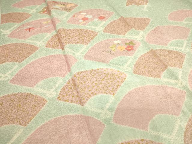 平和屋着物▽訪問着 単衣 絞り 刺繍 扇面吉祥花文 金彩 正絹 逸品 DAAQ3593az