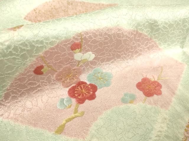 平和屋着物▽訪問着 単衣 絞り 刺繍 扇面吉祥花文 金彩 正絹 逸品 DAAQ3593az