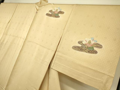 平和屋着物▽訪問着 単衣 霞取り籬花文 金彩 正絹 逸品 DAAQ3597az