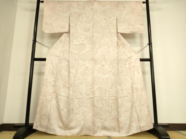 平和屋着物▽上質な小紋　単衣　絞り　変わり斜線文　正絹　逸品　DAAQ3603az