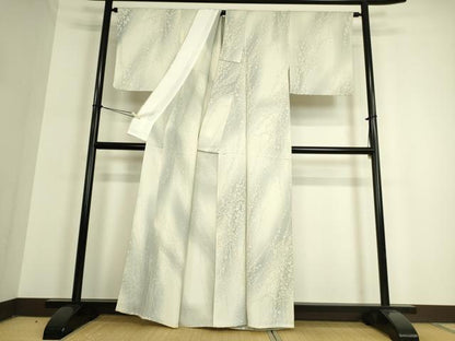 平和屋着物▽上質な小紋 単衣 枝花文 暈し染め 正絹 逸品 DAAQ3609az