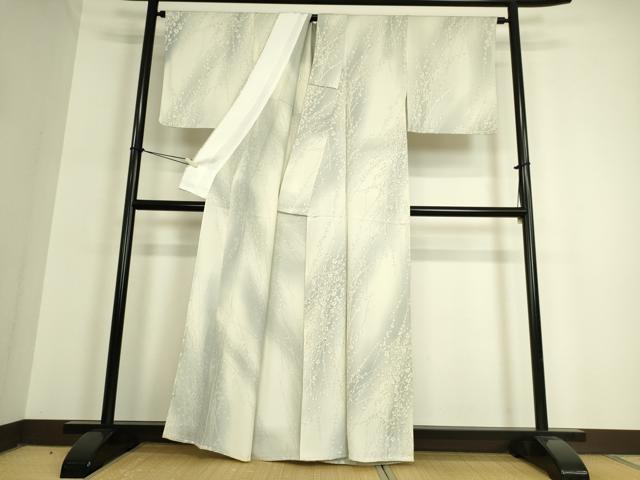 平和屋着物▽上質な小紋 単衣 枝花文 暈し染め 正絹 逸品 DAAQ3609az
