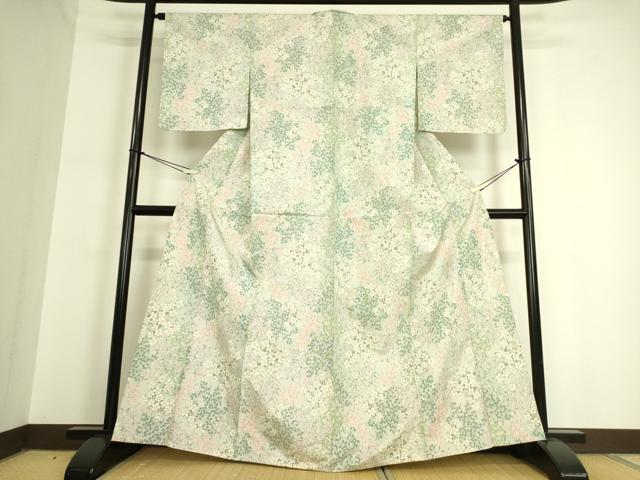 平和屋着物▽上質な紬 単衣 花尽くし 正絹 逸品 DAAQ3611az