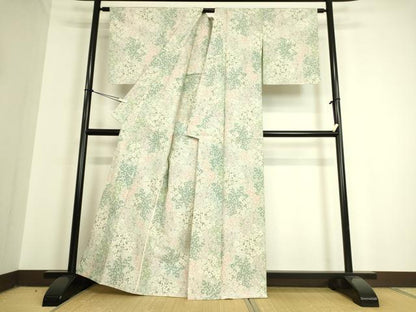 平和屋着物▽上質な紬 単衣 花尽くし 正絹 逸品 DAAQ3611az