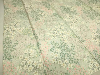 平和屋着物▽上質な紬 単衣 花尽くし 正絹 逸品 DAAQ3611az