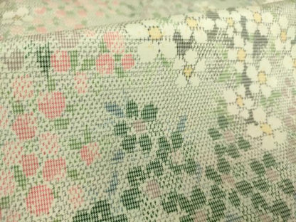 平和屋着物▽上質な紬 単衣 花尽くし 正絹 逸品 DAAQ3611az