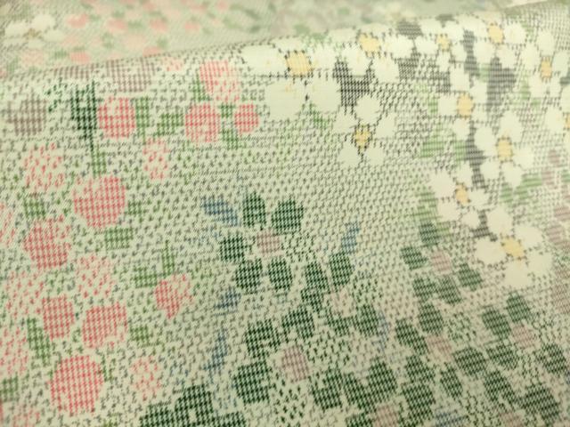 平和屋着物▽上質な紬 単衣 花尽くし 正絹 逸品 DAAQ3611az