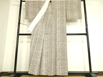 平和屋着物▽上質な小紋　単衣　更紗花間道　正絹　逸品　DAAQ3992az